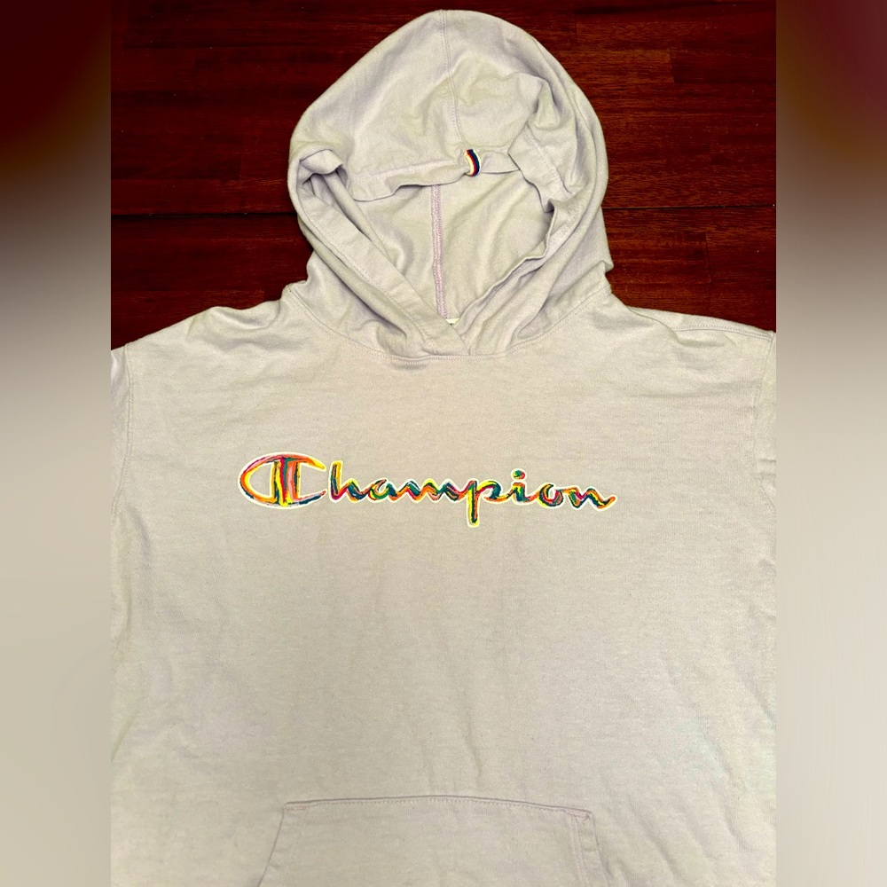Champion Shirt Womens Long Sleeved Lilac Hooded Size L